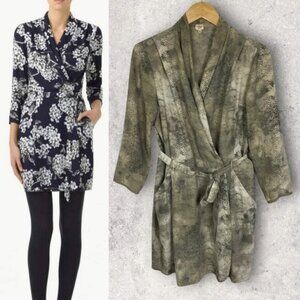 Aritzia Wilfred Franca Wrap Dress Snake Python Print Green Size 10 Mini Belted